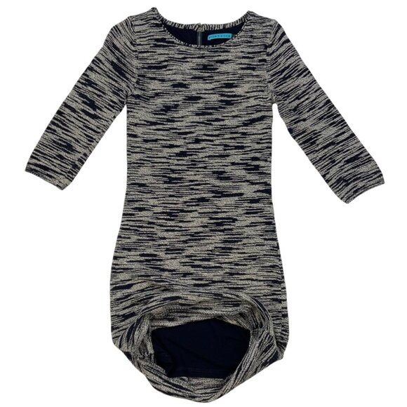 Alice + Olivia Textured Sweater Dress S Blue Marled 3/4 Sleeve Mini Bodycon Fall - Picture 11 of 12